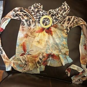Jaded London Multicolor Floral and Animal Print Blouse